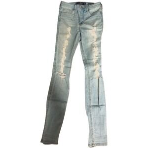 Hollister High Rise Super Skinny Distressed Jeans Light Wash 1R W25 L30 #226C